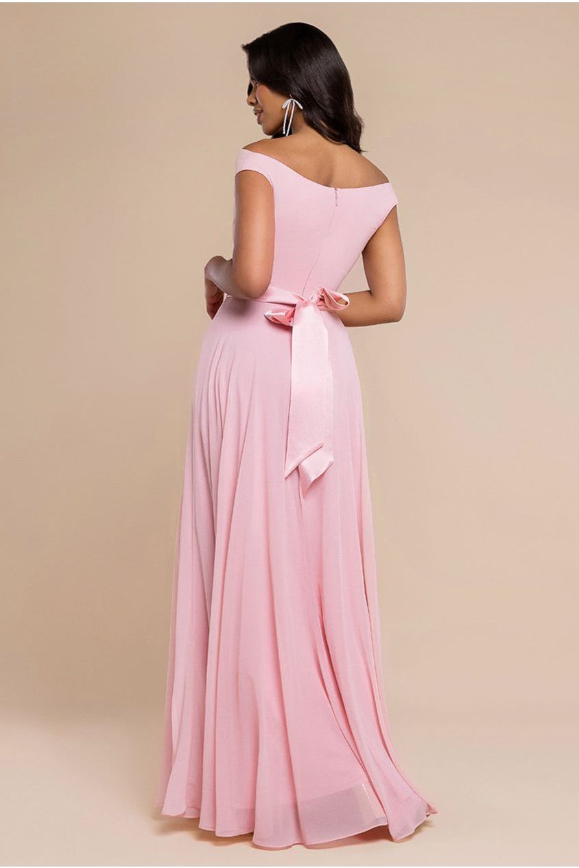 Cowl Neck Chiffon Maxi Dress - Blush Pink DR3335A