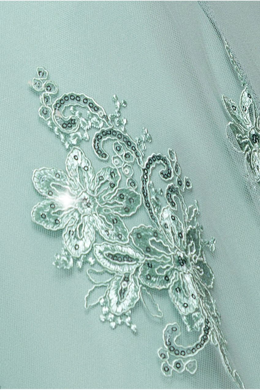 Pleated Satin Bodice High And Low Dress - Sage Green DR3337QZ