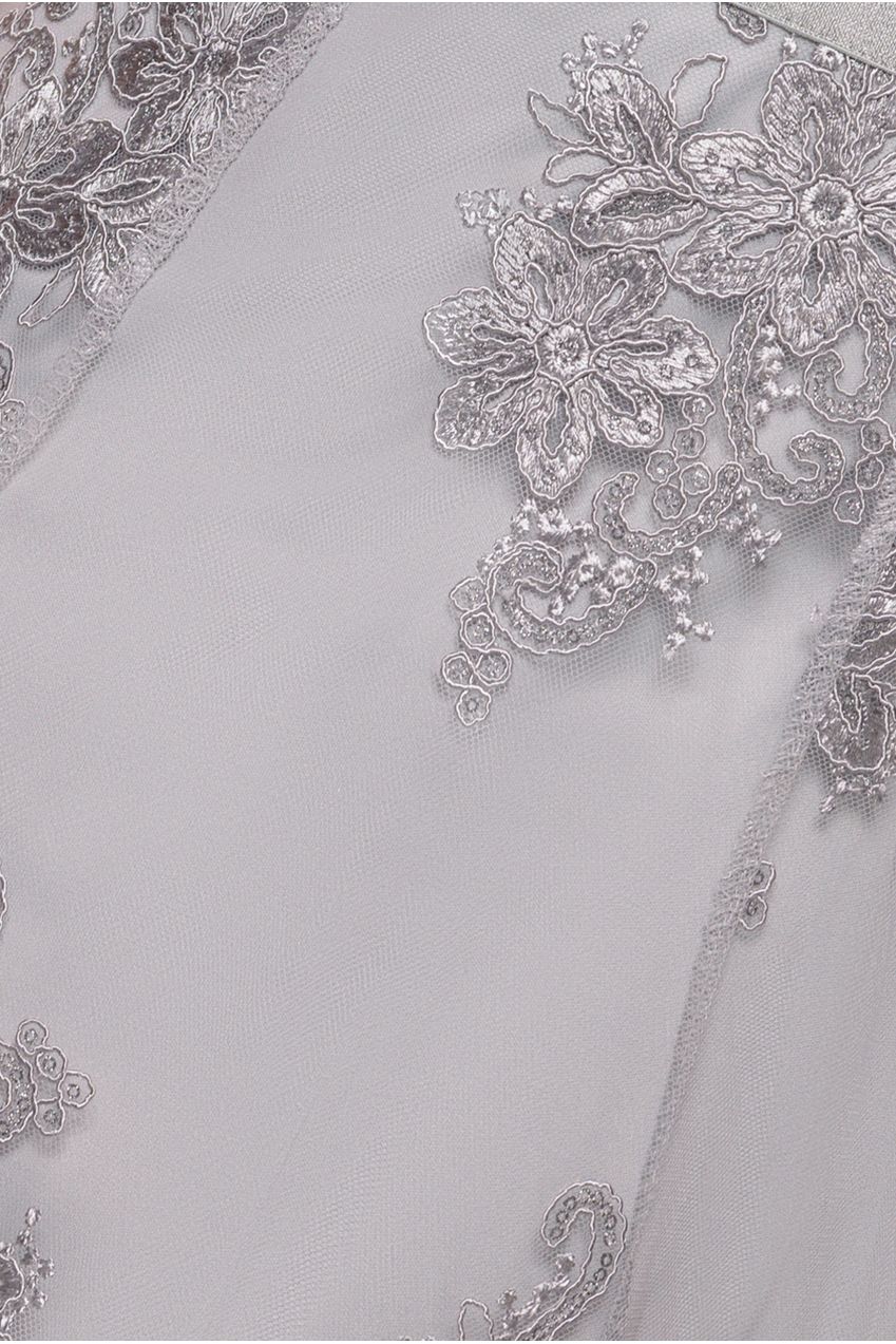 Pleated Satin Bodice High And Low Dress - Grey DR3337QZ