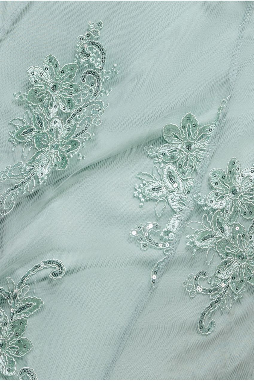 Pleated Satin Bodice High And Low Dress - Sage Green DR3337QZ