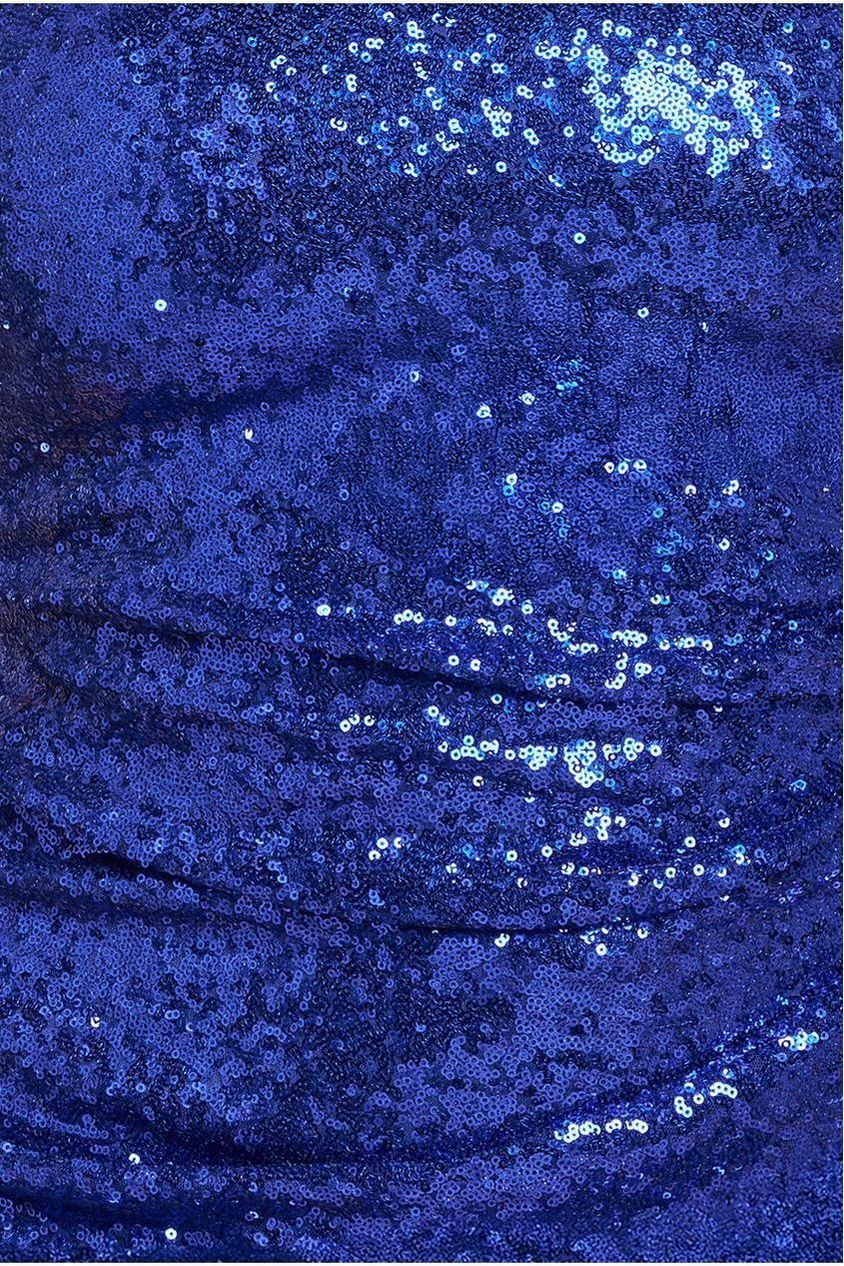 Sequin Portrait Neckline Maxi Dress - Royal Blue DR335P