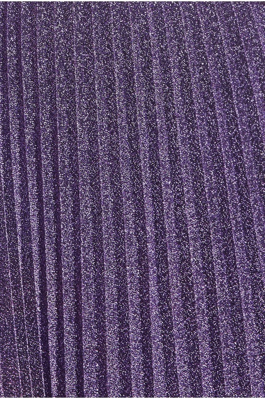 Lurex Halterneck Pleated Maxi Dress - Purple DR3429