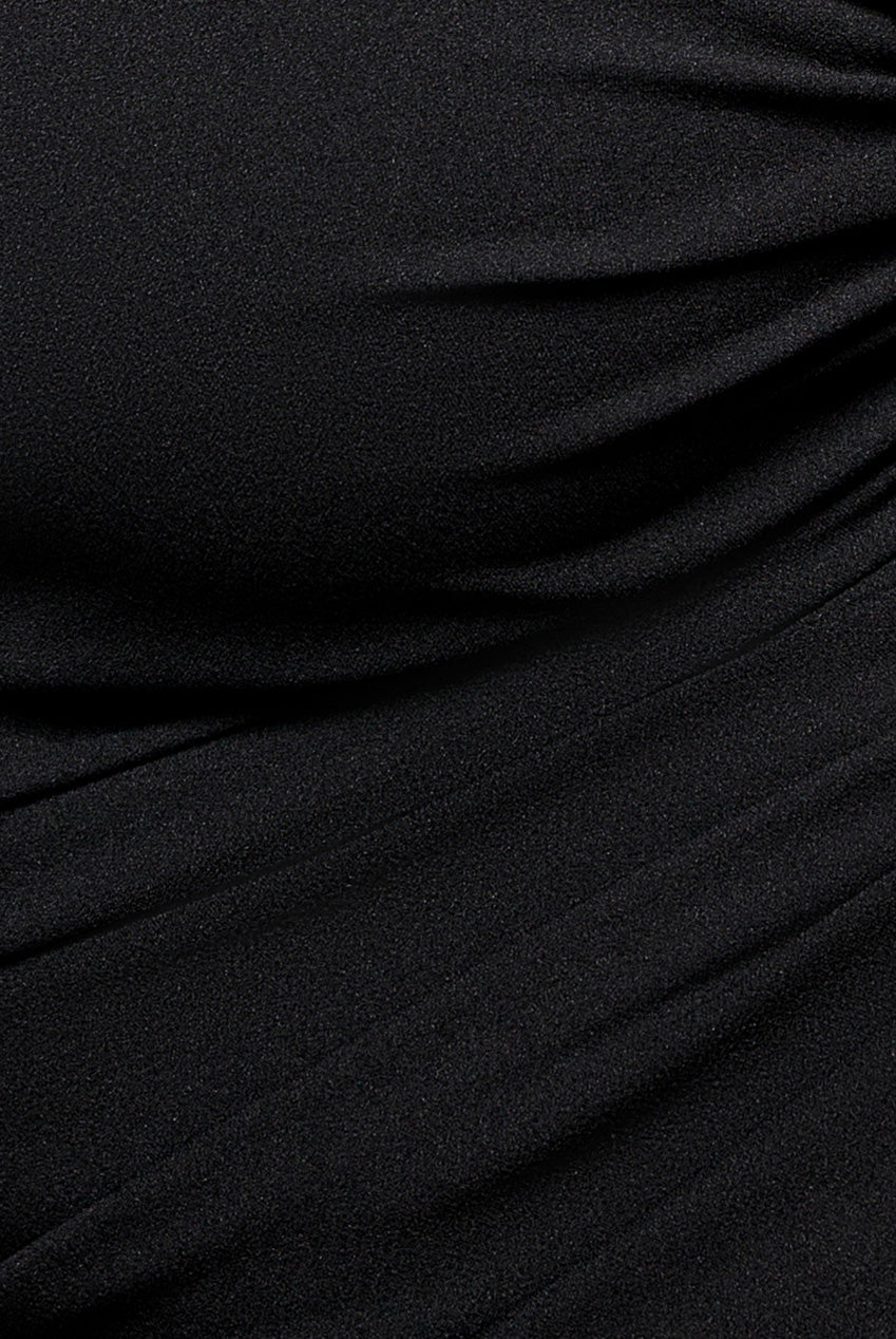 One Shoulder Satin Band Maxi Dress - Black DR3454PLUS
