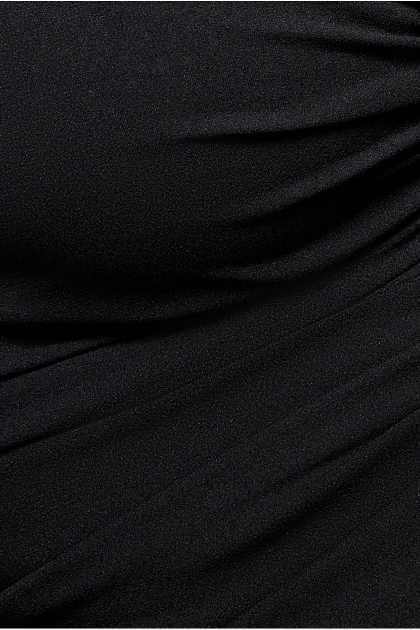 One Shoulder Satin Band Maxi Dress - Black DR3454PLUS