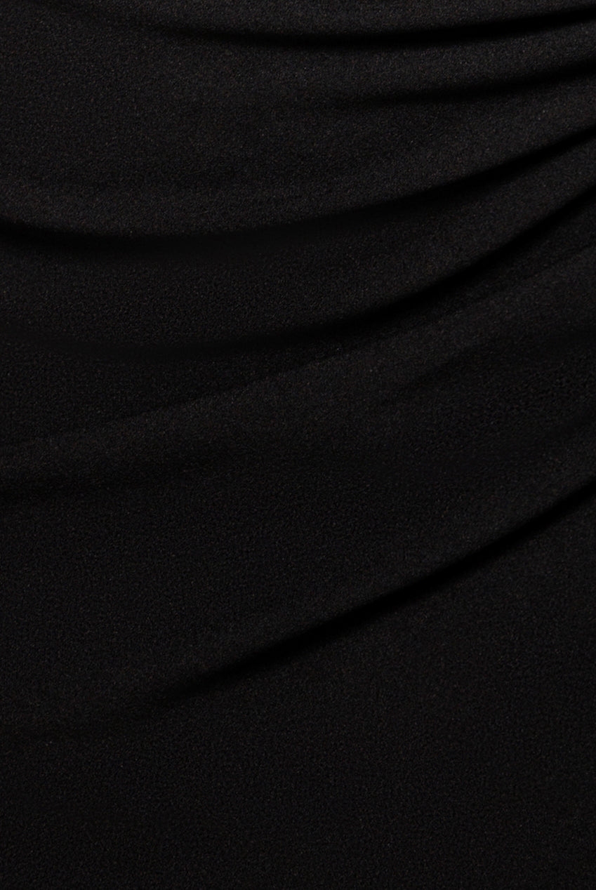 One Shoulder Satin Band Maxi Dress - Black DR3454