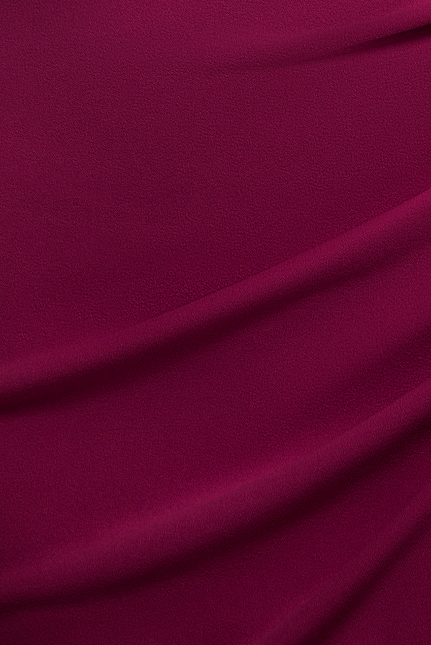 One Shoulder Satin Band Maxi Dress - Burgundy DR3454
