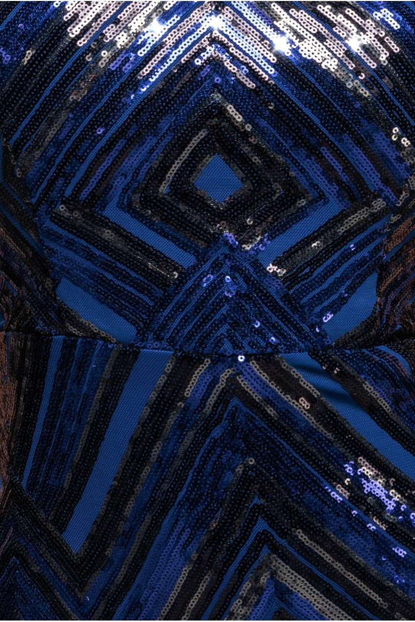 Geometric Sequin Sleeveless Maxi - Royal Blue DR3461
