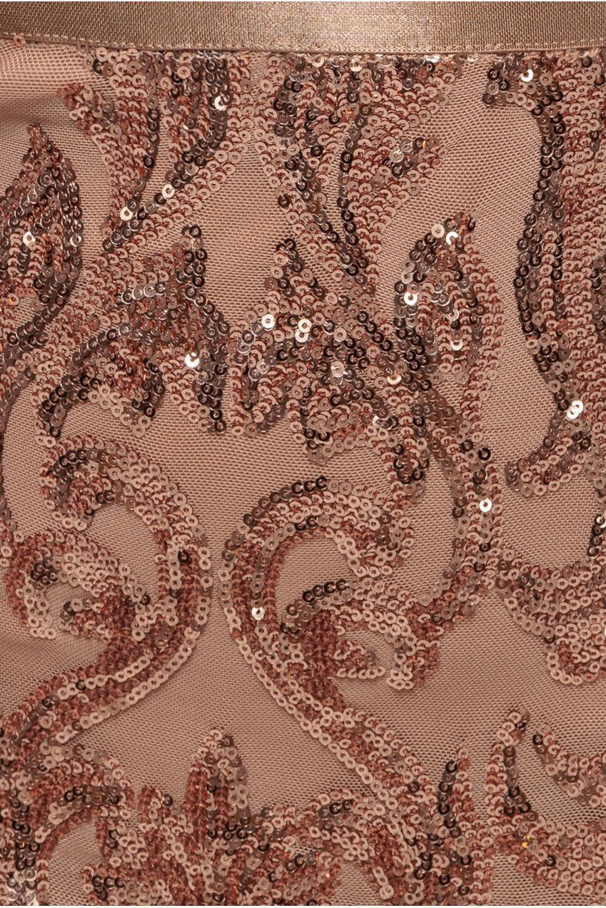 Sequin & Mesh Midi Dress - Champagne DR3476