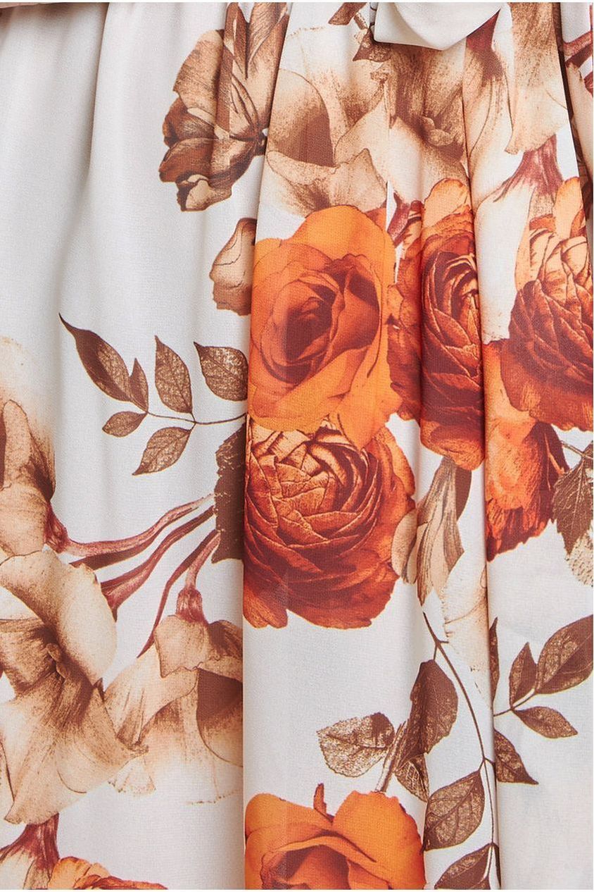 Wrap Back Flutter Sleeve Midi - Beige DR3480