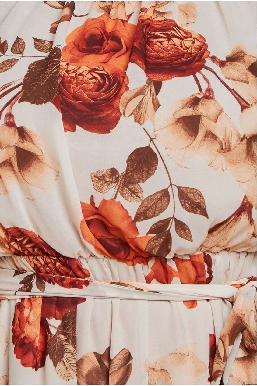 Wrap Back Flutter Sleeve Midi Dress - Beige DR3480P