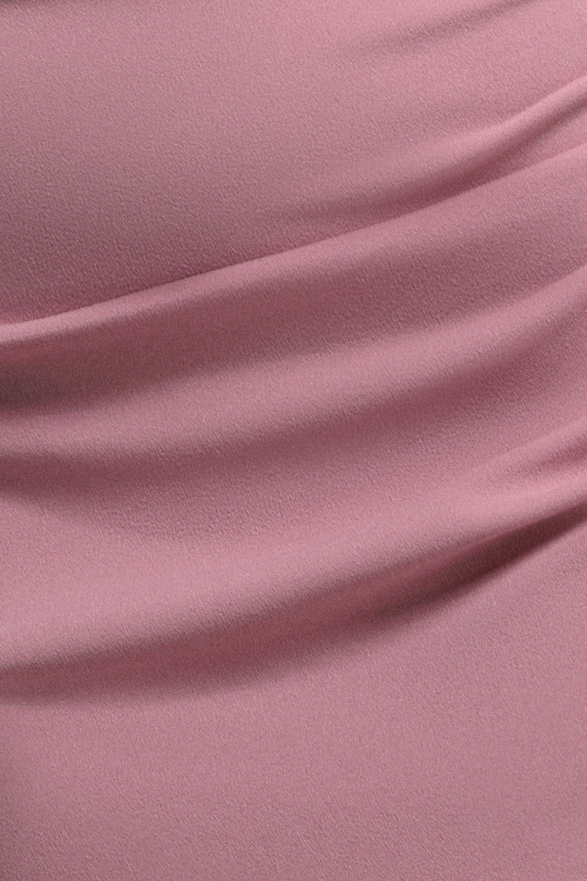 One Shoulder Satin Band Bodycon Midi Dress - Rose Pink DR3483