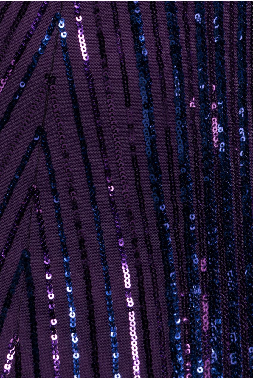 Two Toned V Neck Sequin Maxi - Purple DR3494