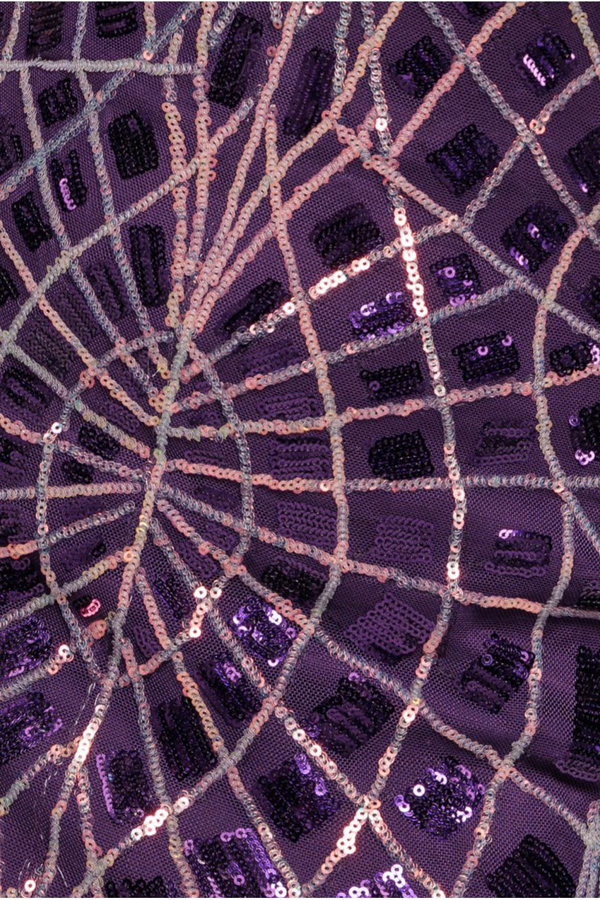 Geo Sequin Long Sleeve Maxi Dress - Purple DR3495