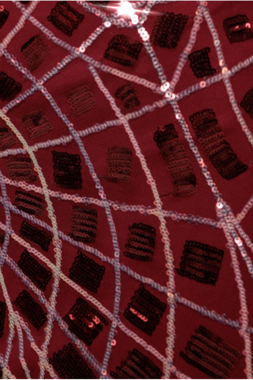 Geo Sequin Long Sleeve Maxi Dress - Wine DR3495