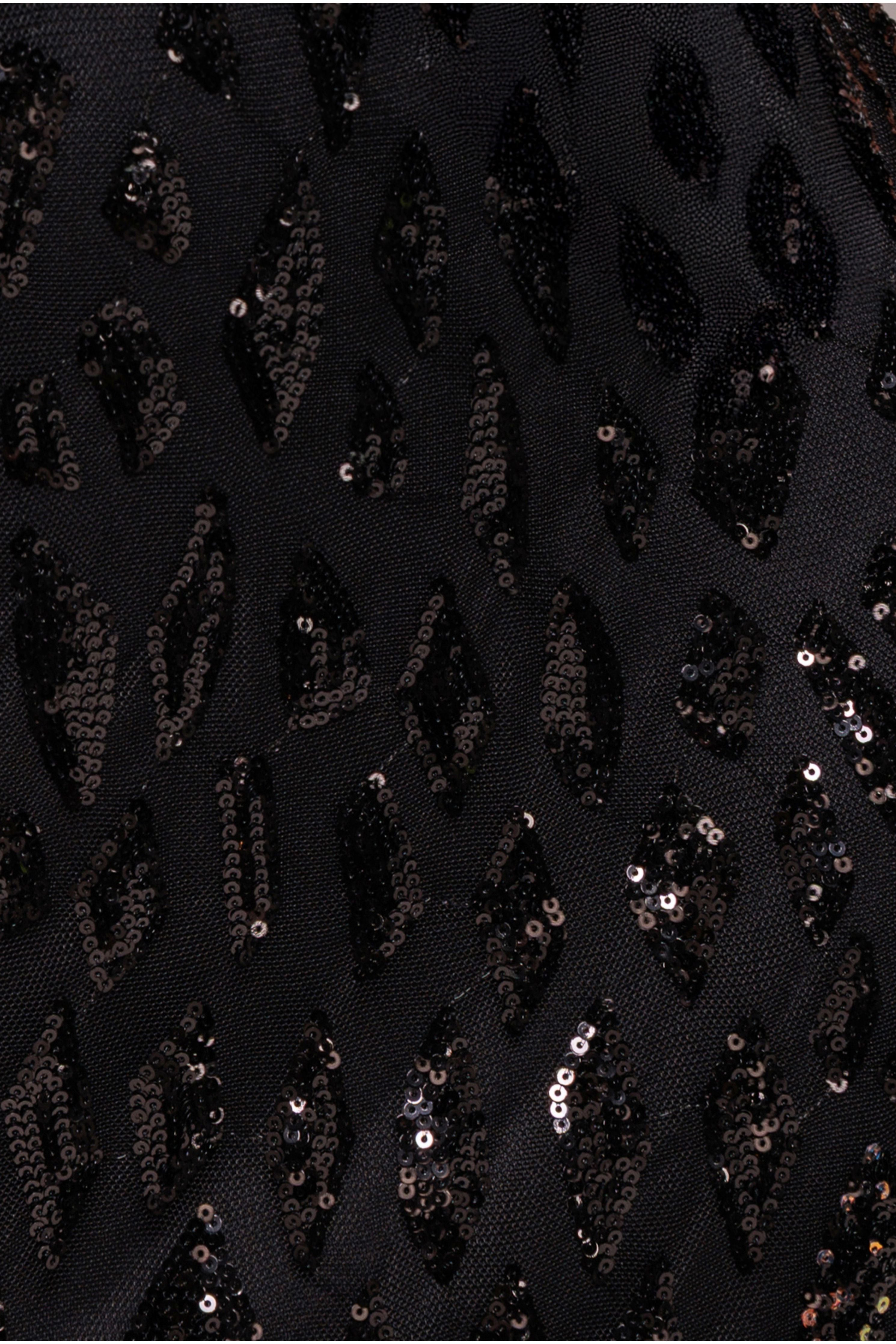 Ombre Sequin Halter Maxi With Thigh Split - Black DR3498