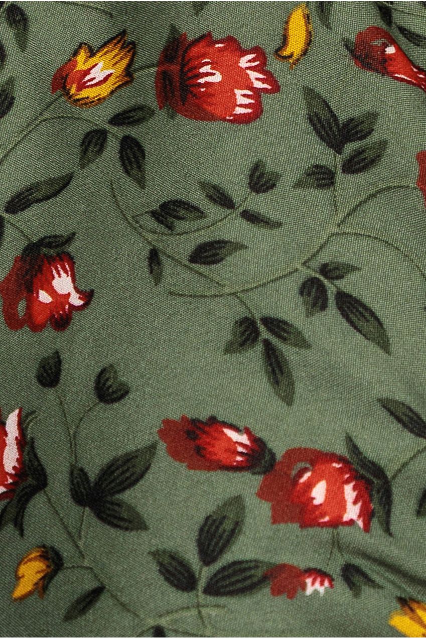 Floral Print Shirt Dress - Sage Green DR3499