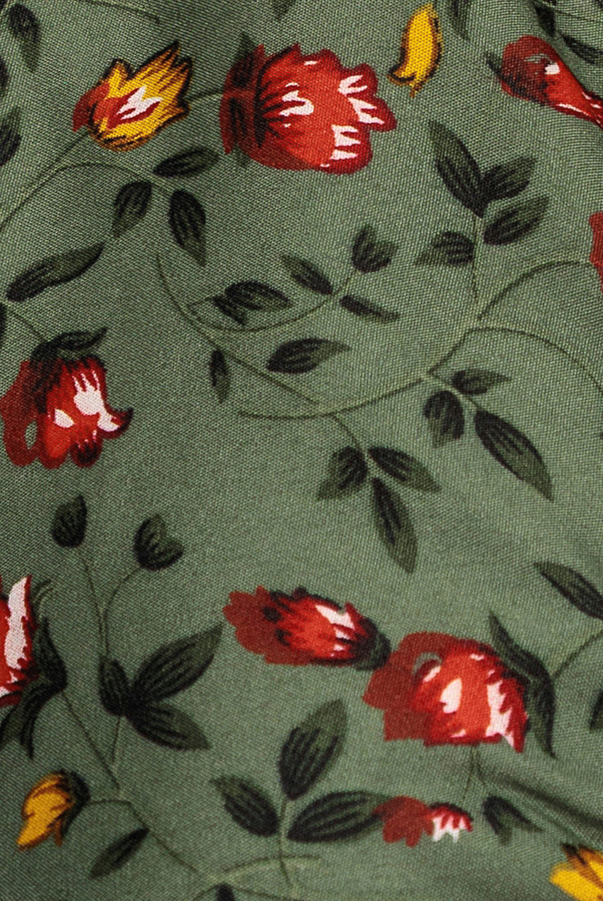 Floral Print Shirt Dress - Sage Green DR3499