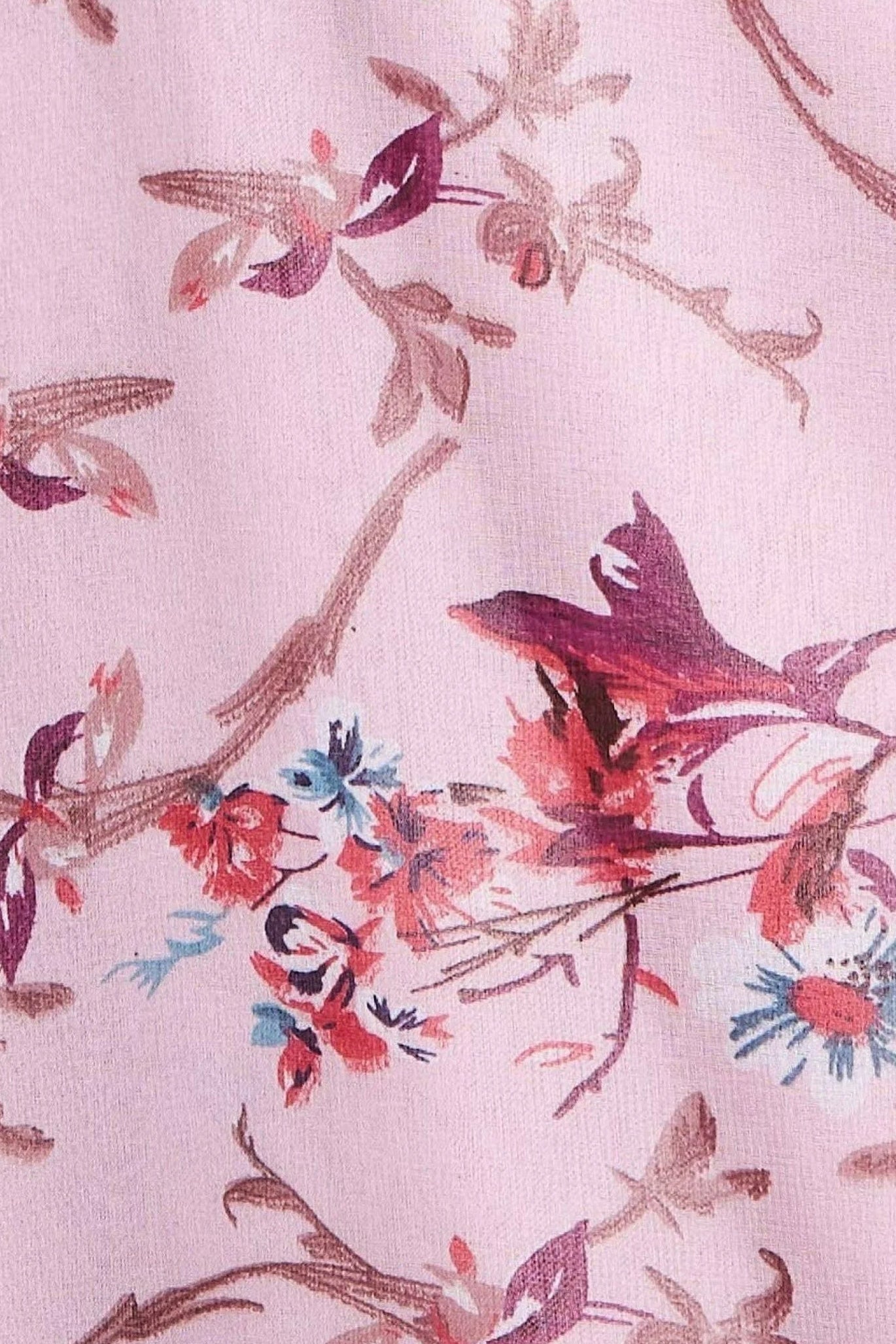 Wrap Flutter Sleeve Floral Midi Dress - Peach DR3500