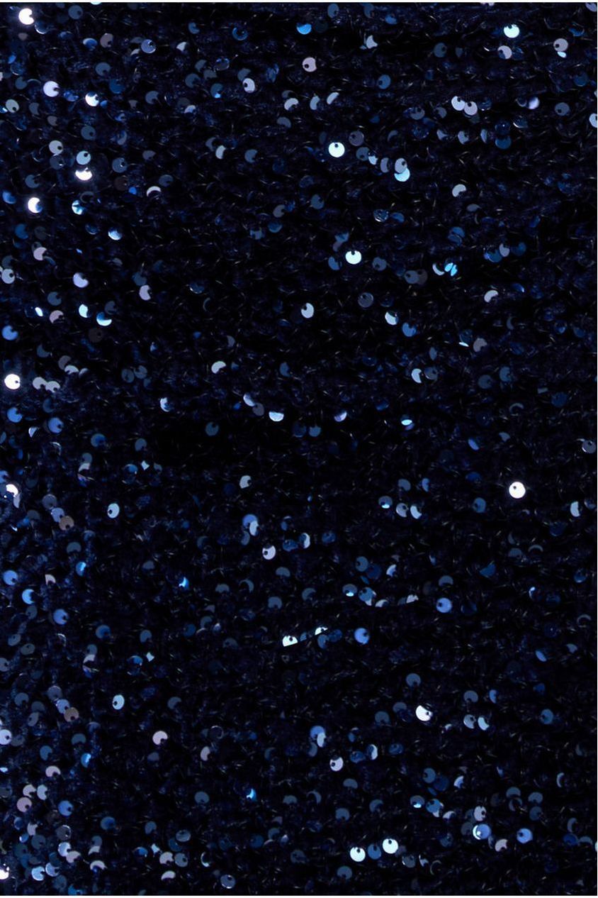 Multi Sequin & Velvet Bardot Maxi Dress - Navy Blue DR3512
