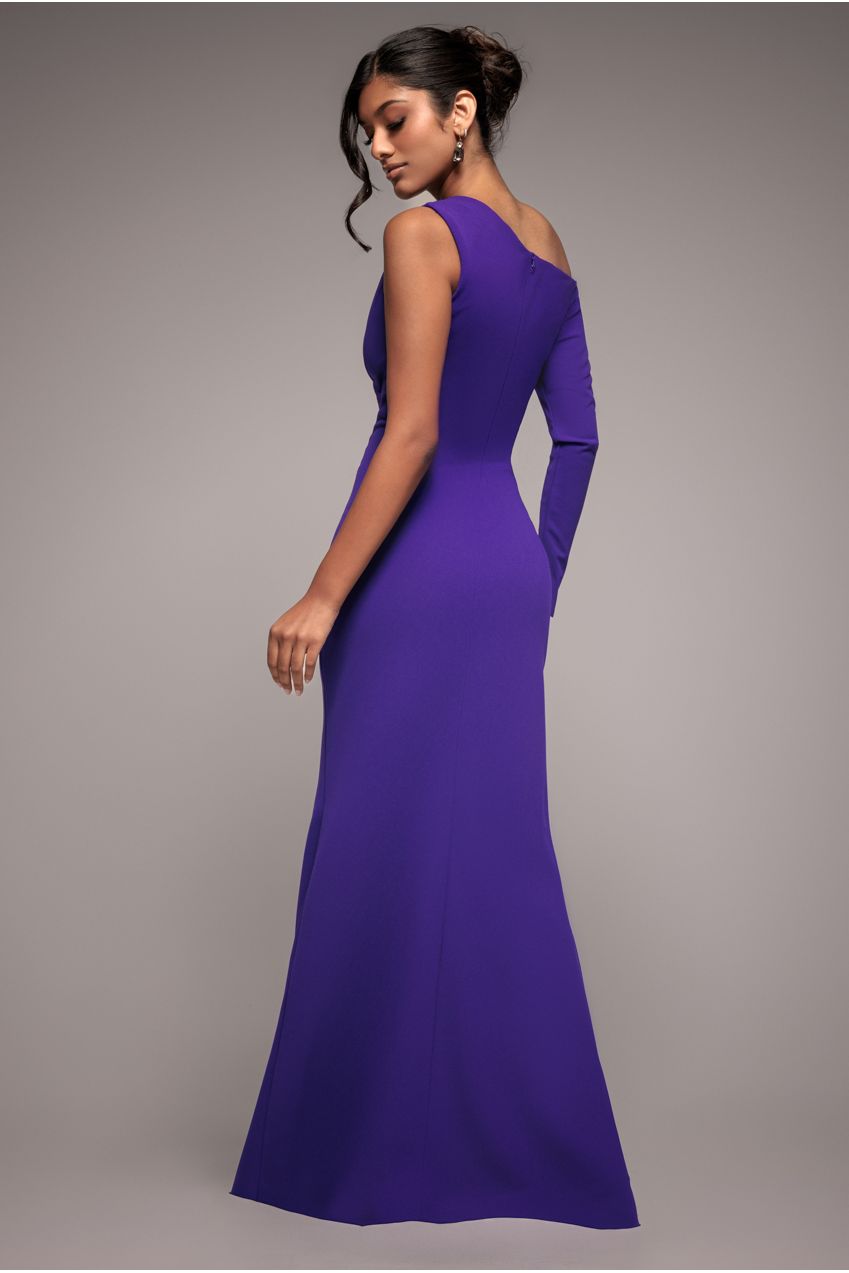 One Shoulder Front Split Scuba Maxi - Purple DR3518