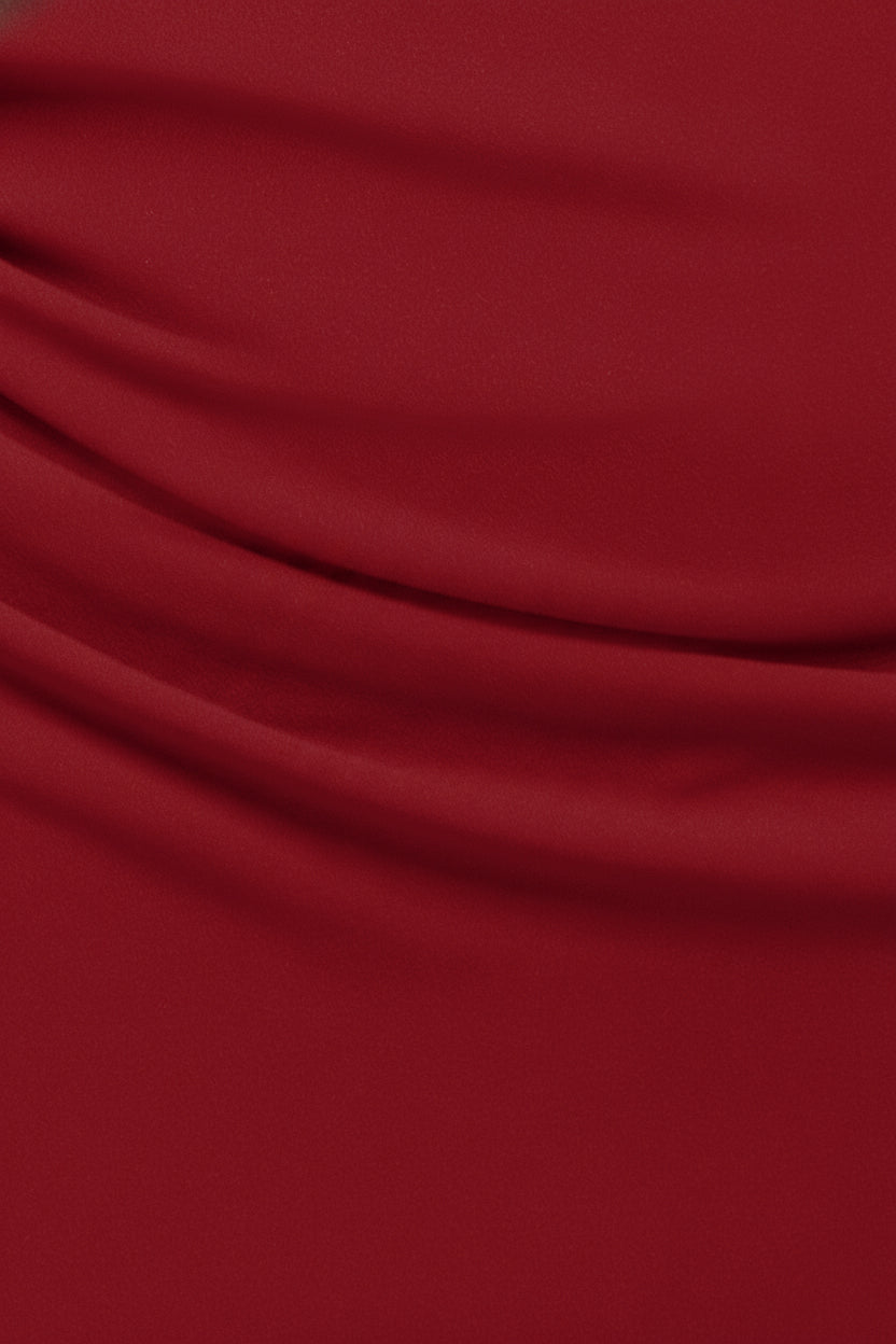 One Shoulder Front Split Scuba Maxi - Wine DR3518