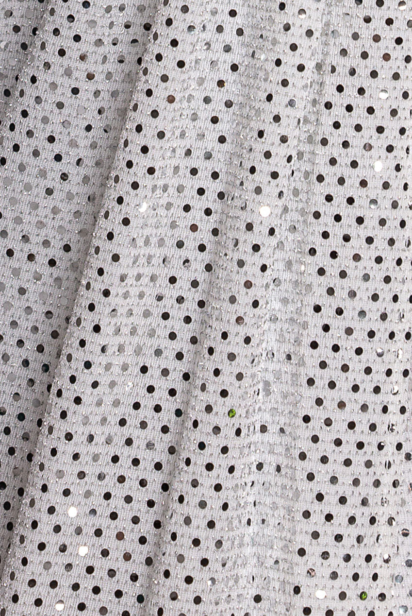 Sequined Lurex Long Sleeve Wrap Midi Dress - White DR3521