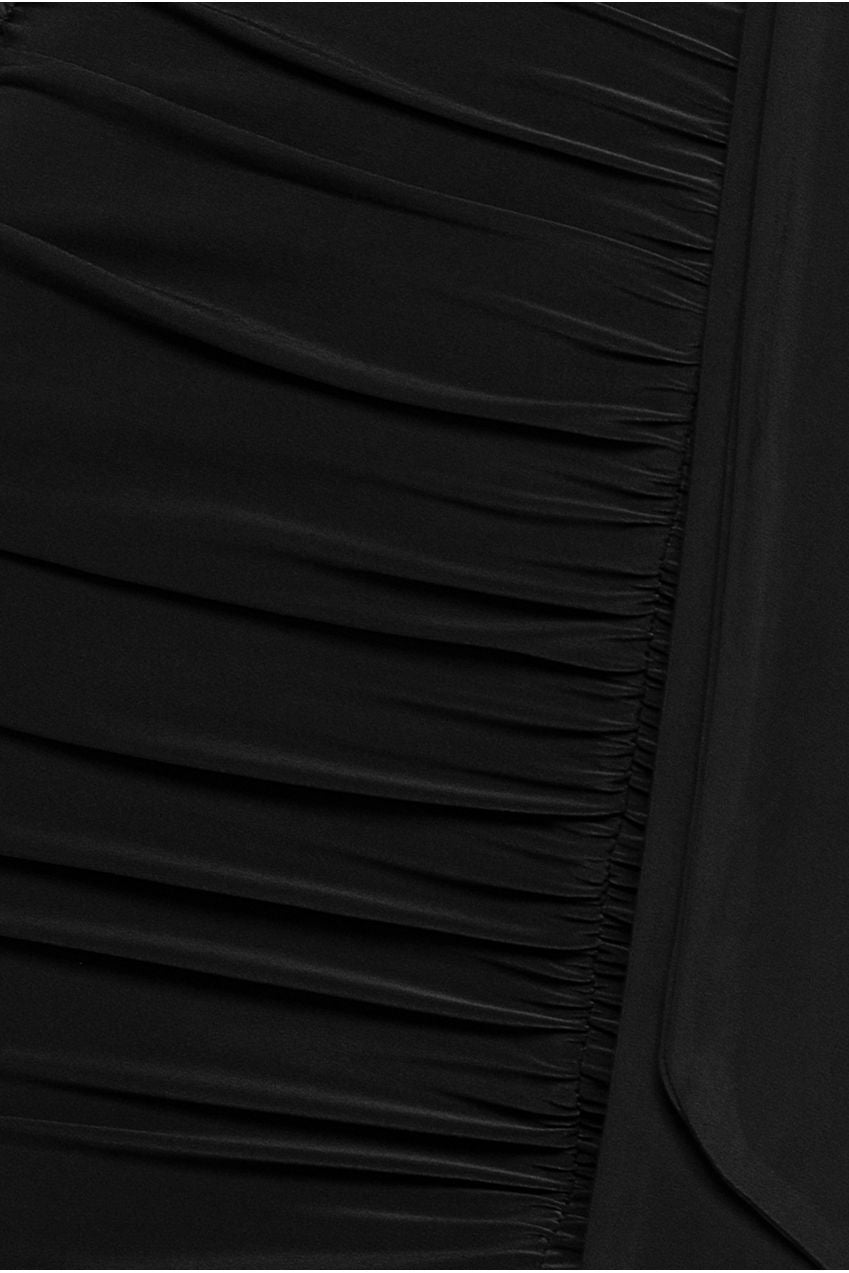 Cut Out Ruched Bodycon Midi Dress - Black DR3522
