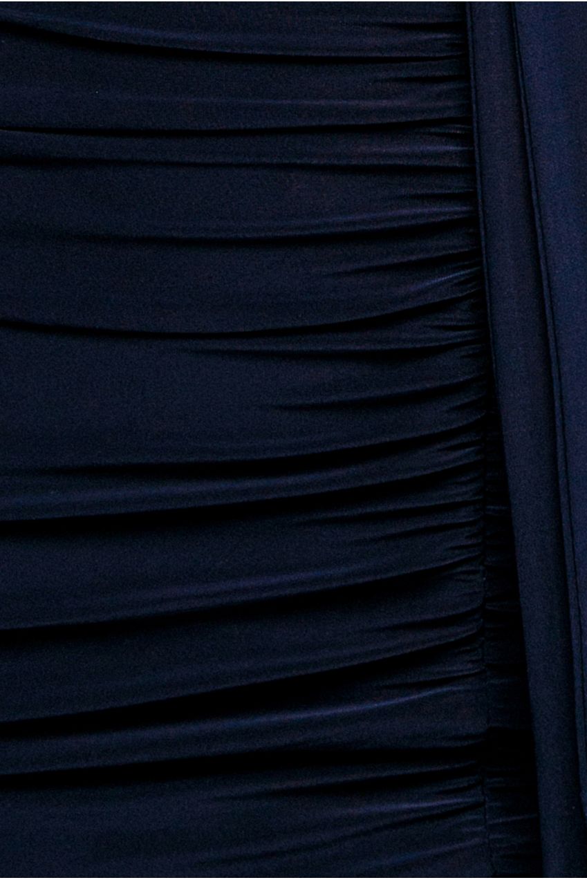 Cut Out Ruched Bodycon Midi Dress - Navy Blue DR3522