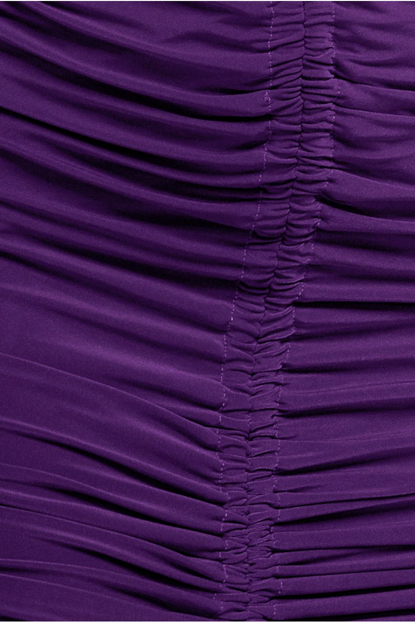 Asymmetrical Neck Ruched Midi Dress - Purple DR3541