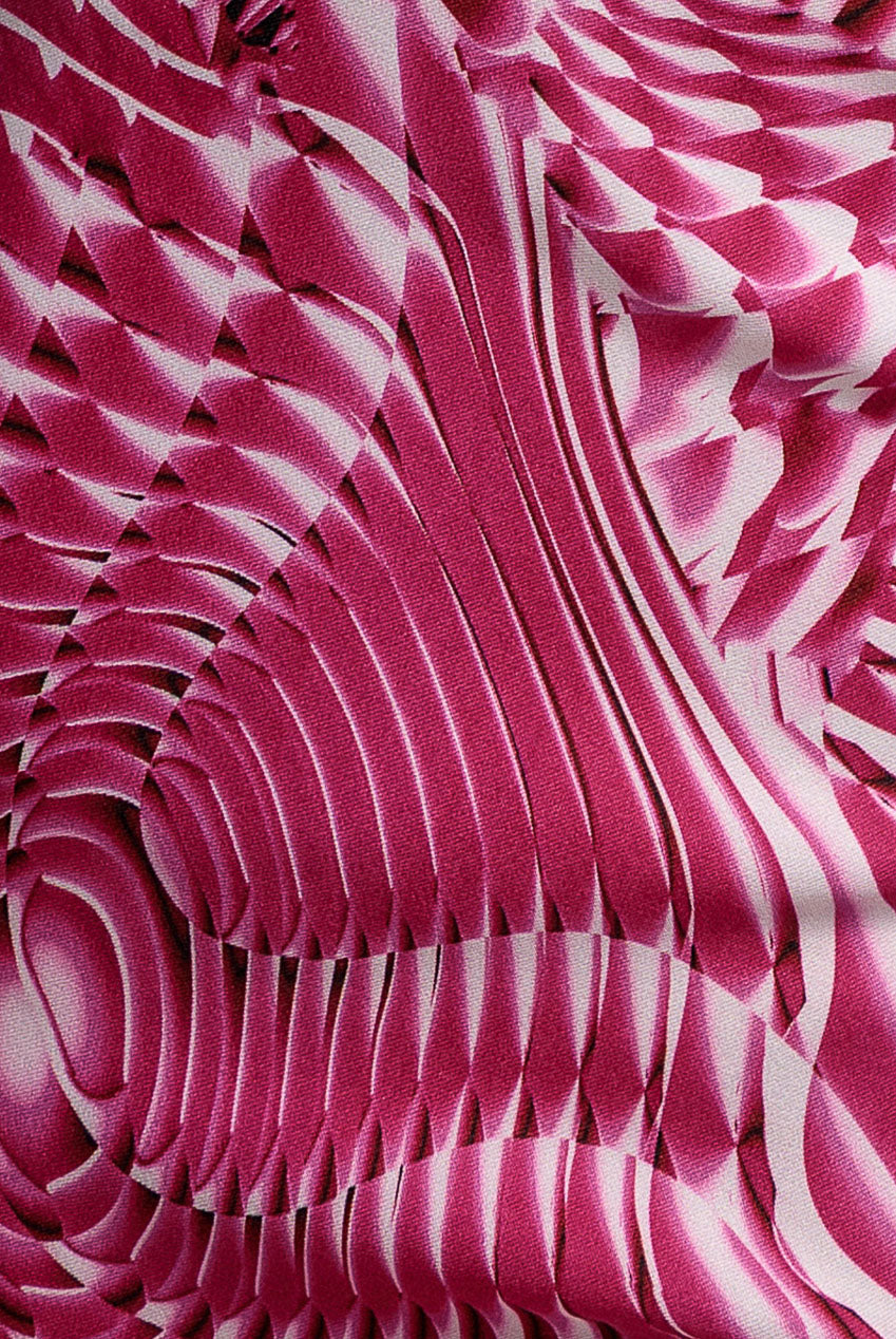 Abstract Bandeau Bodycon Midi Dress - Cerise DR3545