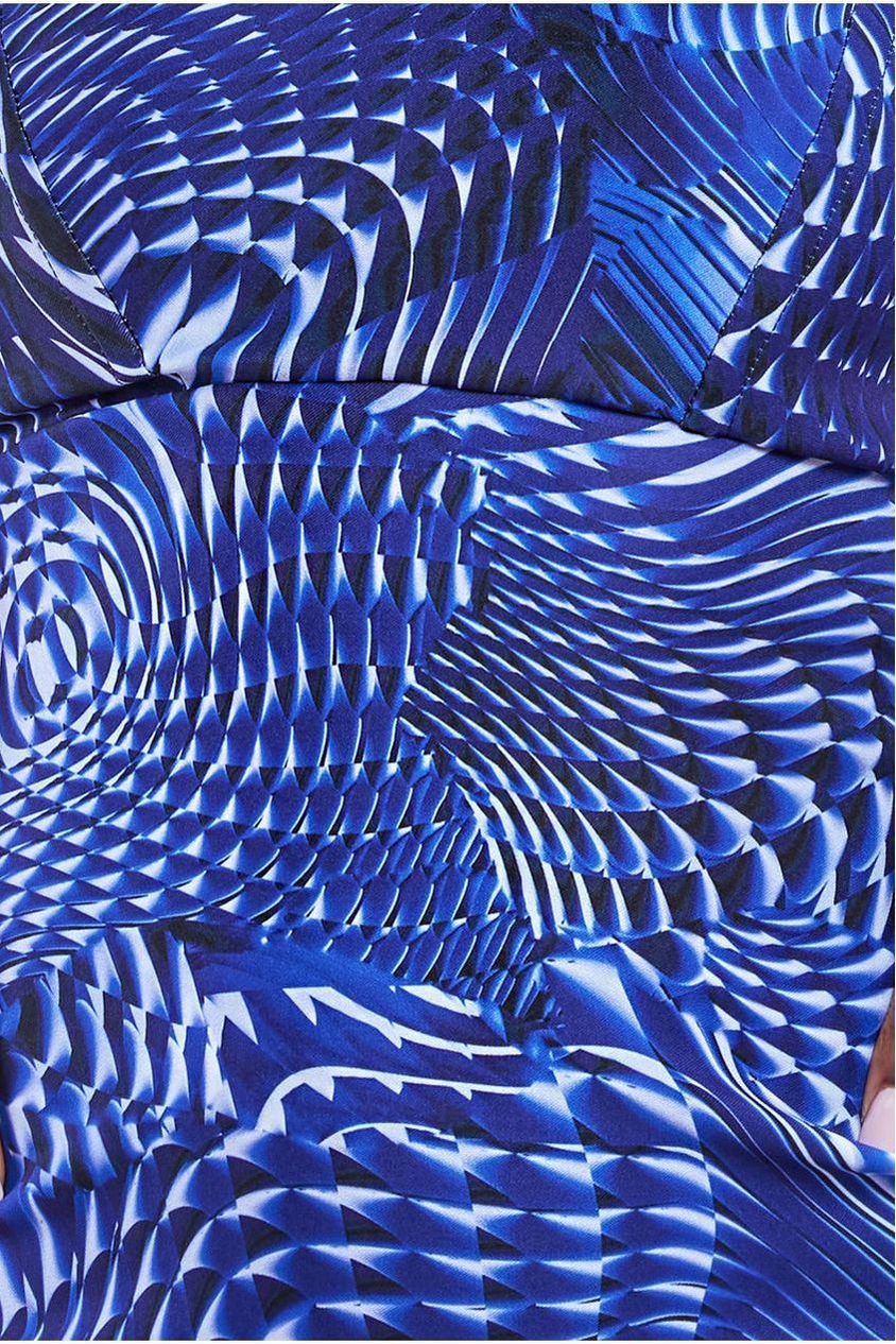 Abstract Bandeau Bodycon Midi Dress - Royalblue DR3545