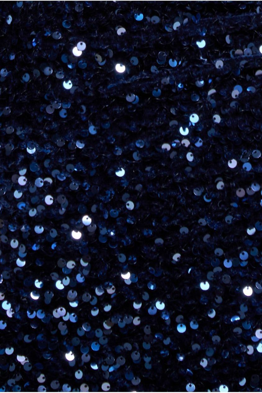 Multi Sequin & Velvet Bardot Midi Dress - Navy Blue DR3550