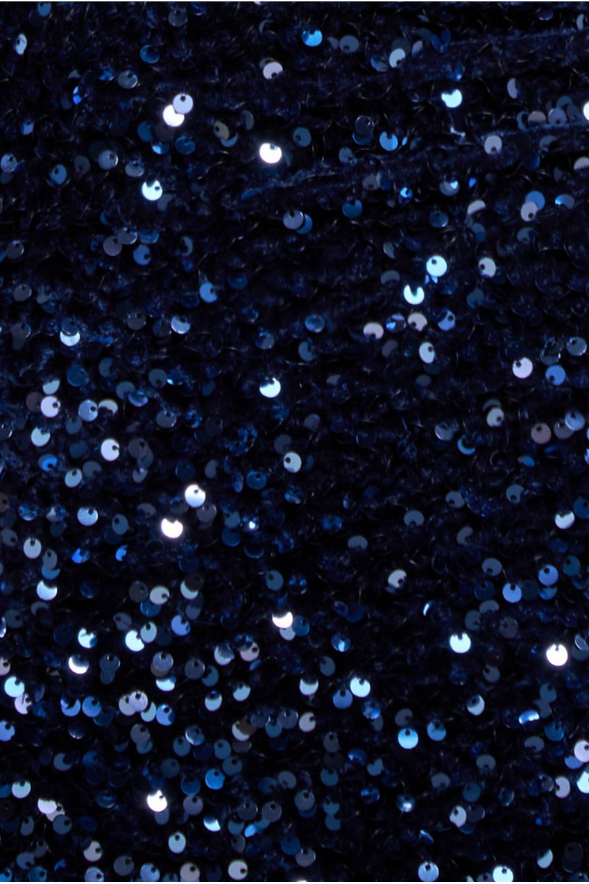 Multi Sequin & Velvet Bardot Midi Dress - Navy Blue DR3550M