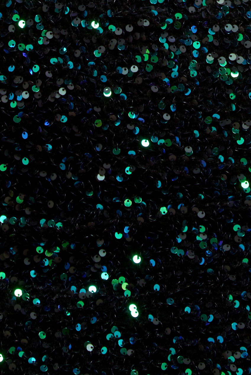 Multi Sequin & Velvet Bardot Midi - Emerald Green DR3550M