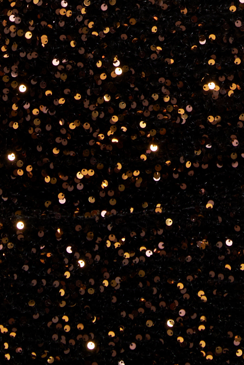 Multi Sequin & Velvet Bardot Midi Dress - Gold DR3550M