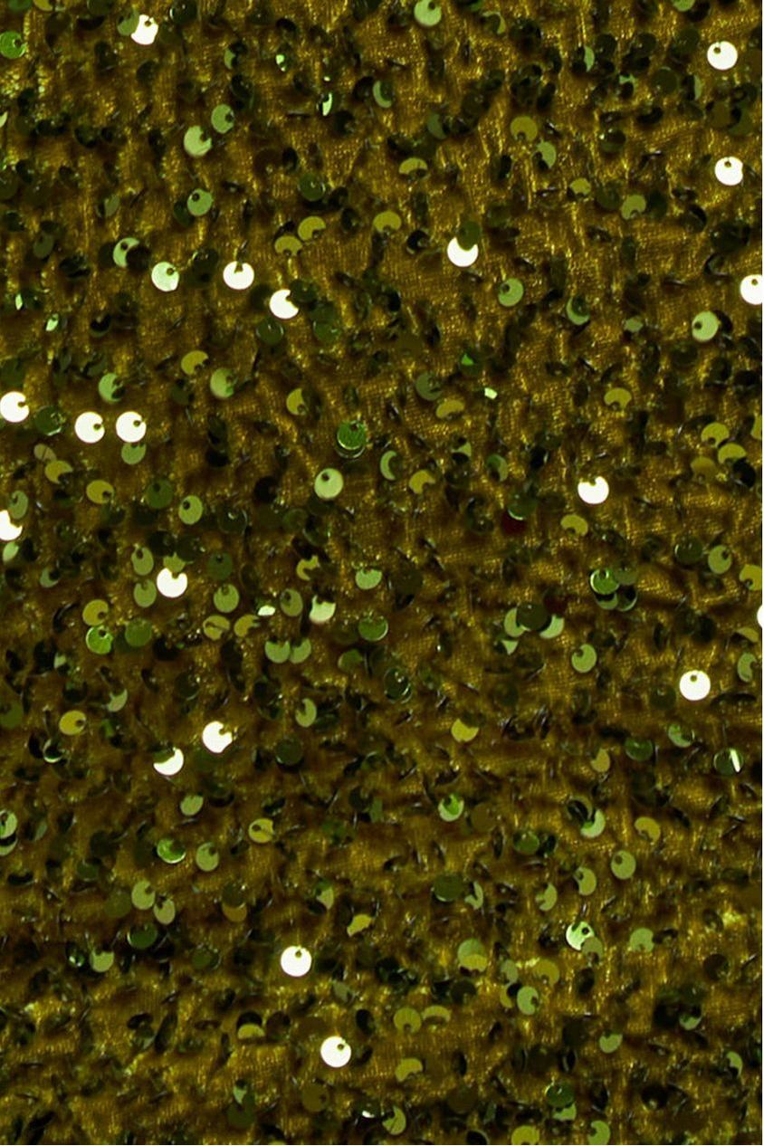 Multi Sequin & Velvet Bardot Midi Dress - Olive Green DR3550