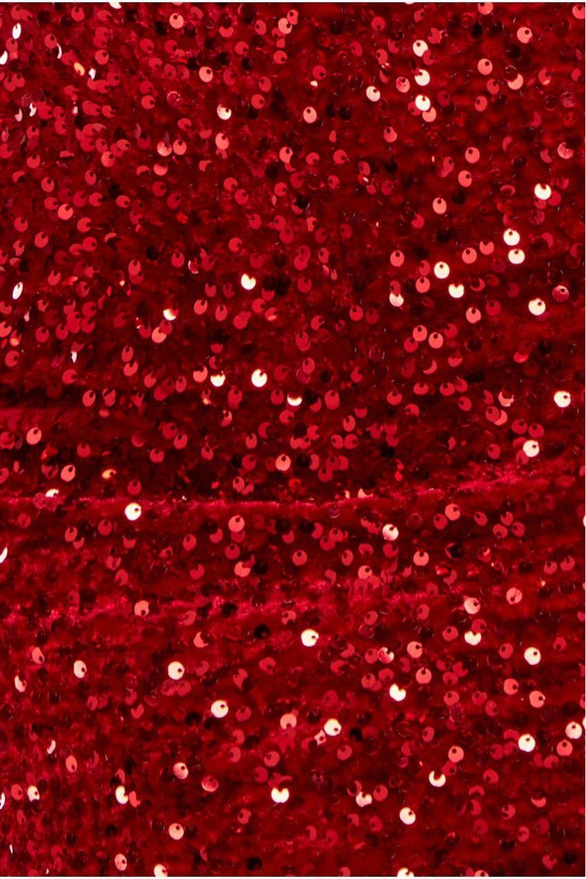 Multi Sequin & Velvet Bardot Midi Dress - Red DR3550