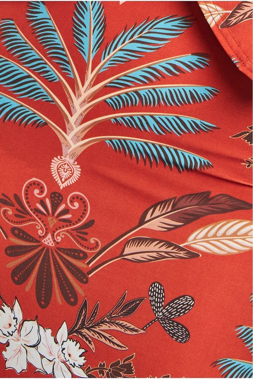 Printed Tie Back Midi Dress - Orange DR3576