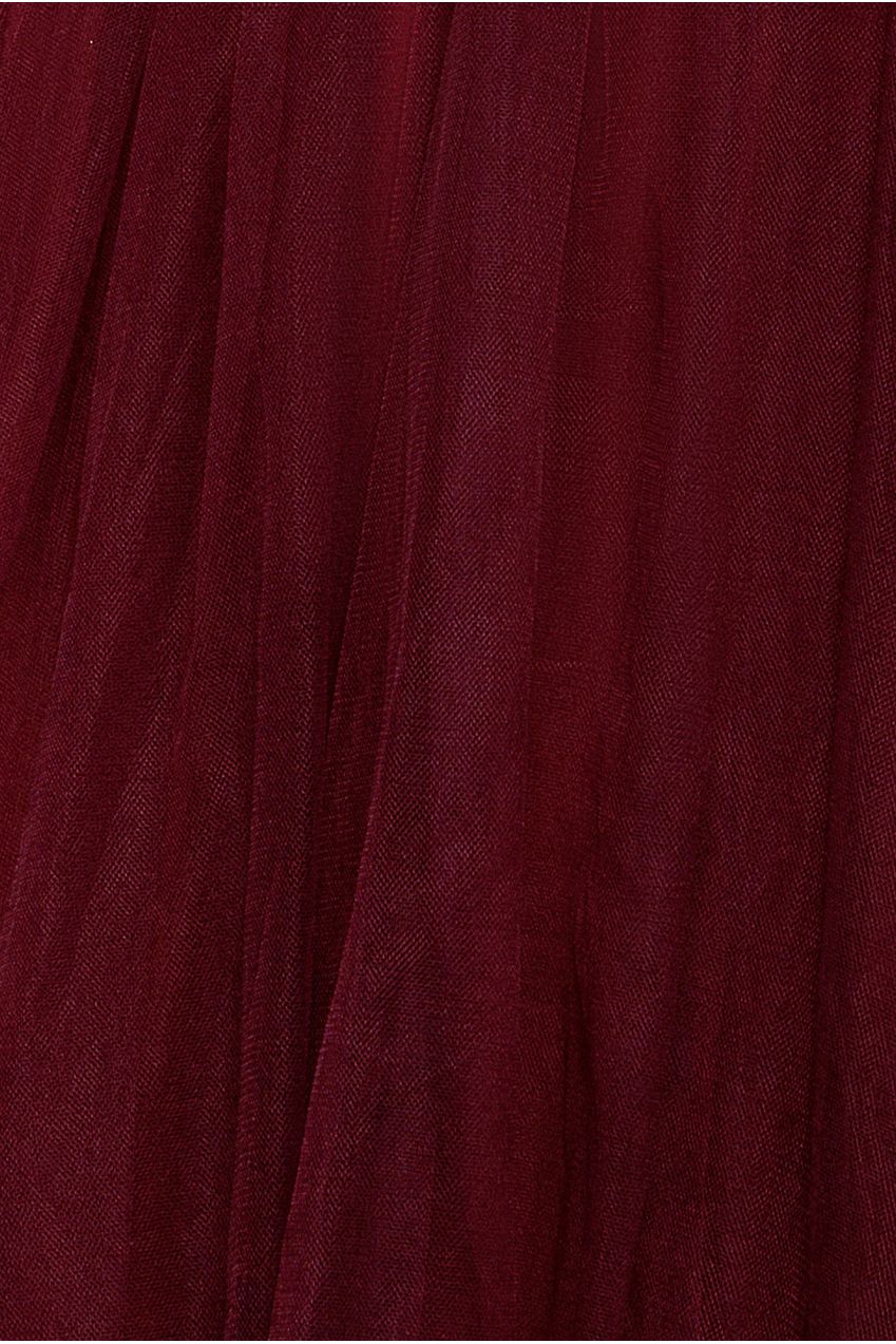 Embroidered Mesh Maxi Dress - Burgundy DR3584