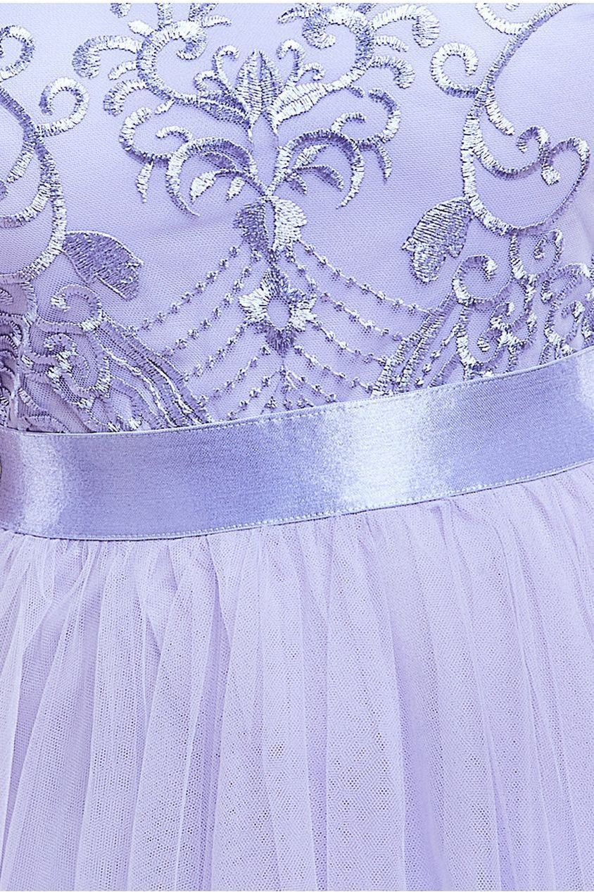 Embroidered Mesh Maxi Dress - Lilac DR3584