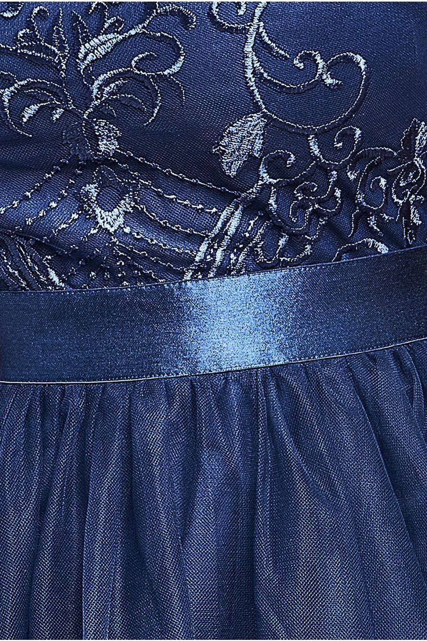 Embroidered Mesh Maxi Dress - Navy DR3584