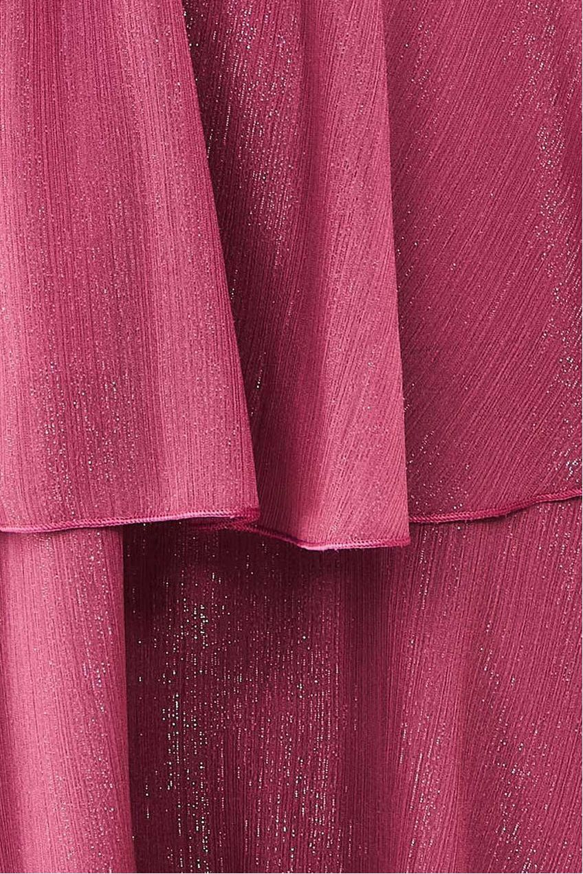 Chiffon Layered Flutter Sleeve Midi Dress - Pink DR3590QZ