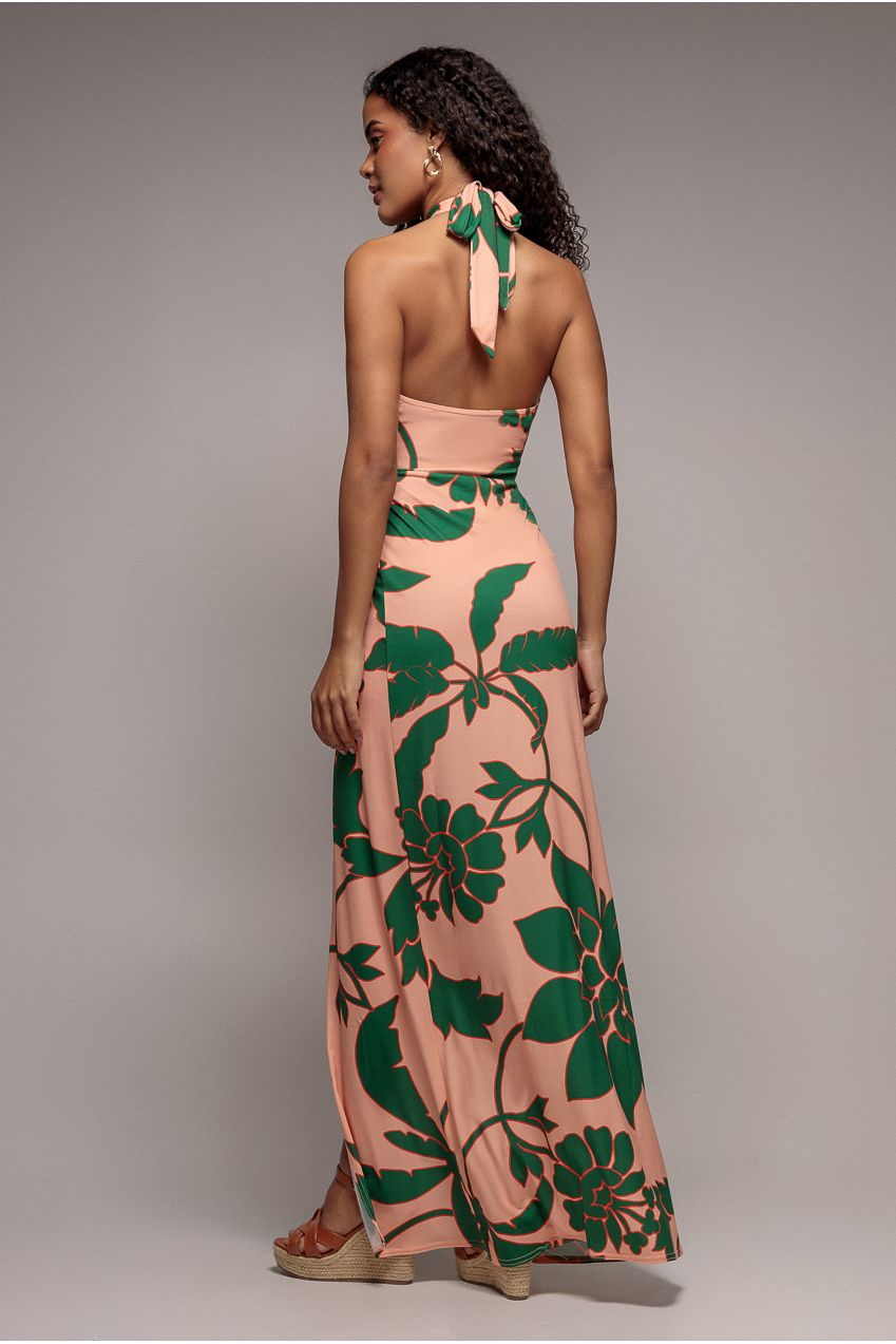 Printed Crossover Maxi Dress - Green DR3602