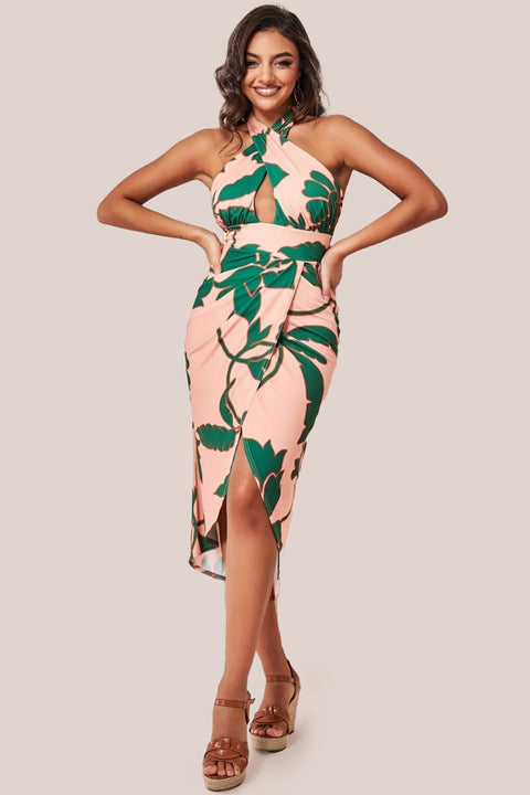 Printed Crossover Midi - Green by Goddiva