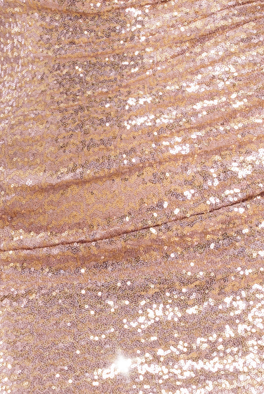 Off The Shoulder Sequin Wing Maxi Dress - Champagne DR3616