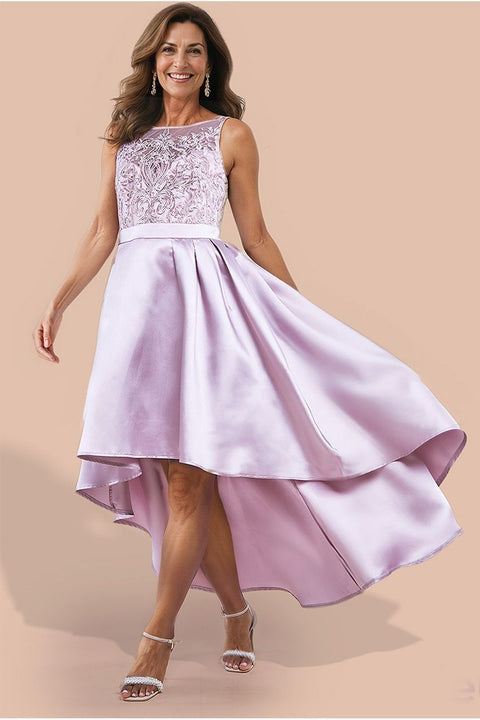 Sequin & Satin Dipped Hem Midi Dress - Blush Pink by Goddiva