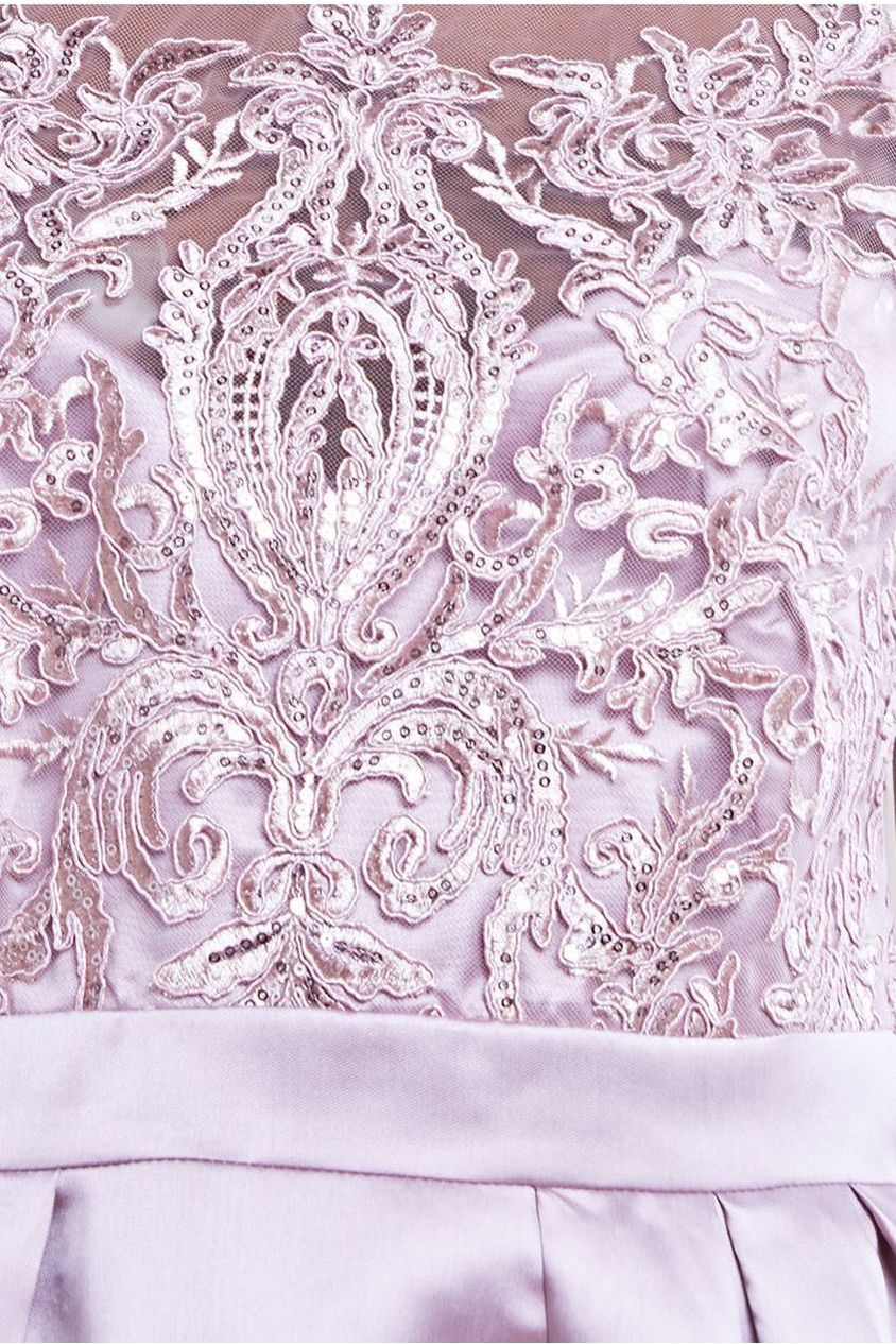 Sequin & Satin Dipped Hem Midi Dress - Blush DR3621