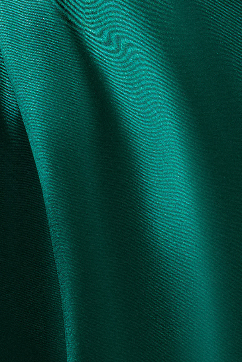 Sequin & Satin Dipped Hem Midi Dress - Emerald DR3621
