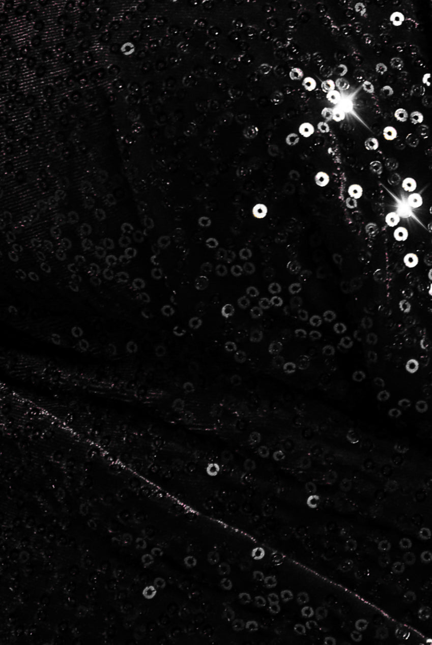 Sequin & Velvet Bardot Maxi Dress - Black DR3623P