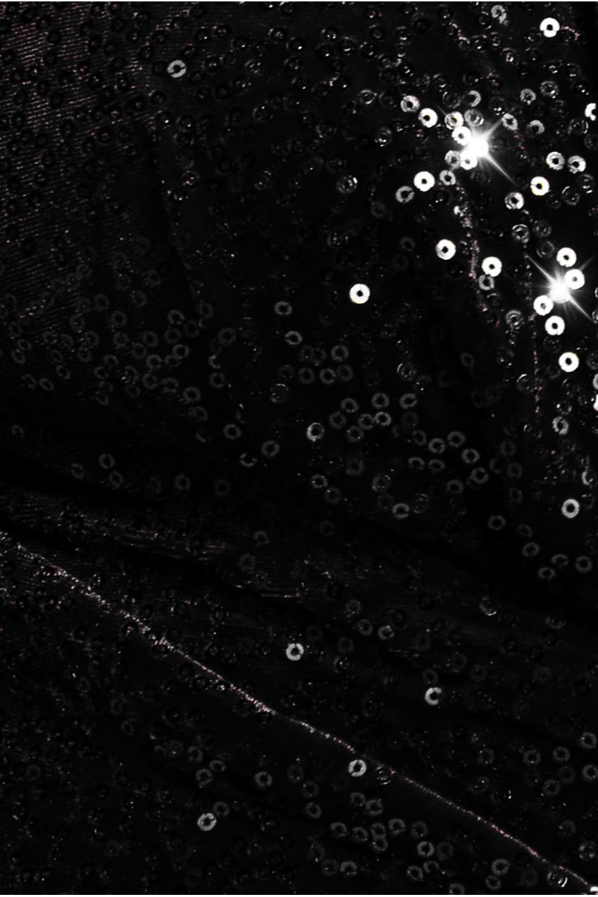 Sequin & Velvet Bardot Maxi Dress - Black DR3623P